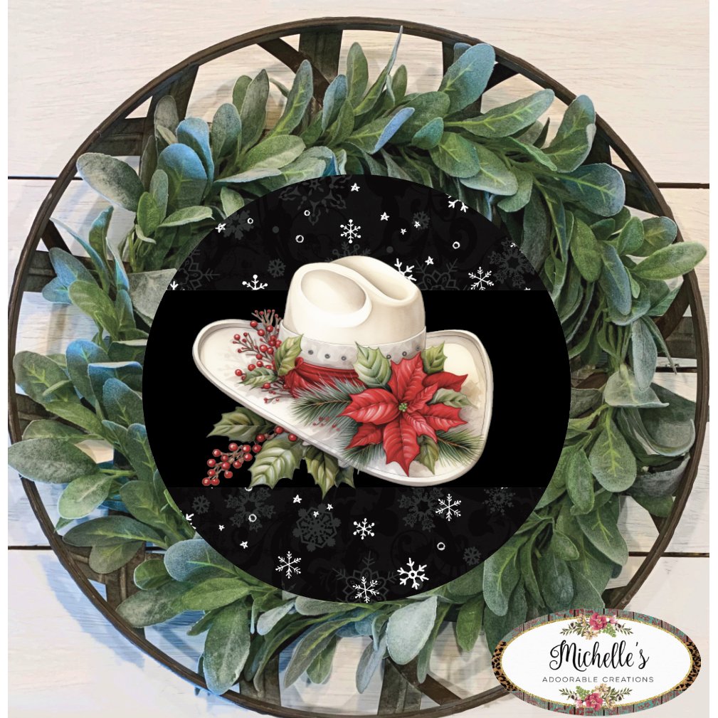 Shop For Snowflake Christmas Hat Sign - Wreath Enhancement at Michelle's aDOORable Creations