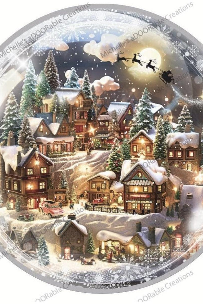 Shop For Snowglobe Sleigh Round Sign - Wreath Enhancement at Michelle's aDOORable Creations