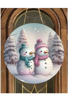 Snowman Couple Sign - Wreath Enhancement - Michelle's aDOORable Creations - Signature Signs
