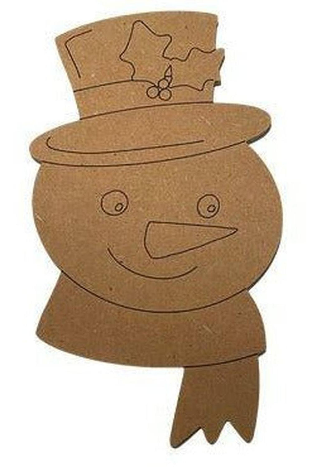 Snowman with Scarf Door Hanger Unfinished Wood Cutout
