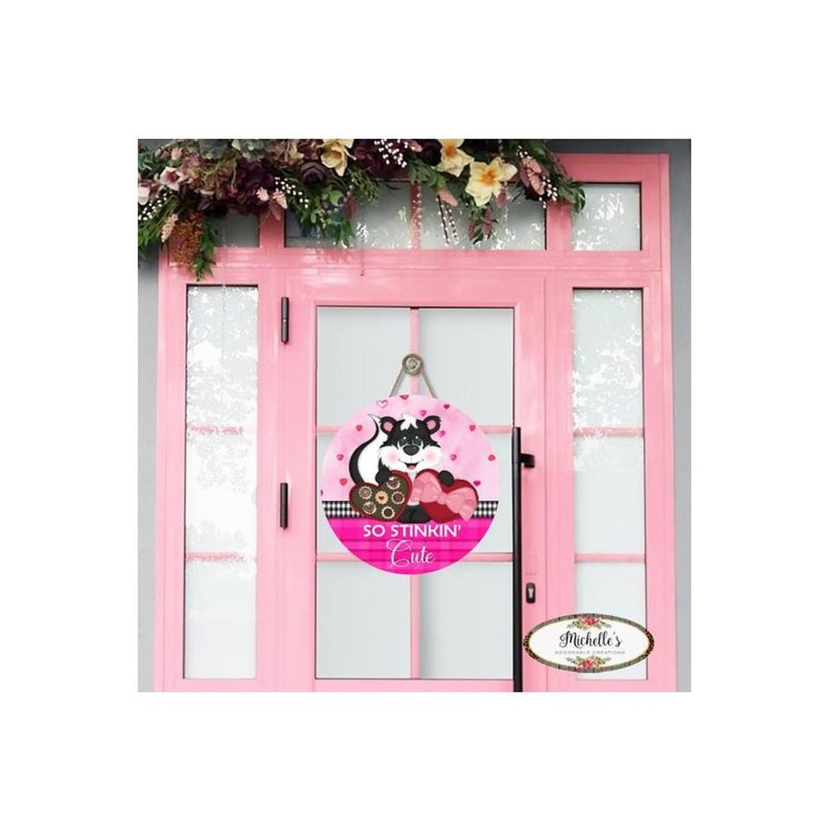 Shop For So Stinkin Cute Skunk Valentine Sign - Wreath Enhancement at Michelle's aDOORable Creations