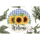 Shop For Sunflower Welcome Blue Plaid Round Sign - Wreath Enhancement at Michelle's aDOORable Creations