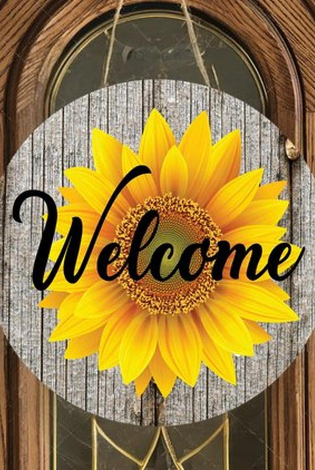 Sunflower Welcome Rustic Round Sign