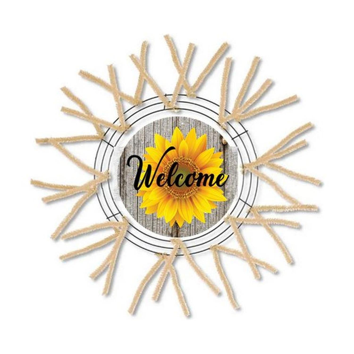 Shop For Sunflower Welcome Rustic Round Sign - Wreath Enhancement at Michelle's aDOORable Creations