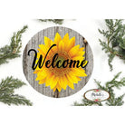 Shop For Sunflower Welcome Rustic Round Sign - Wreath Enhancement at Michelle's aDOORable Creations