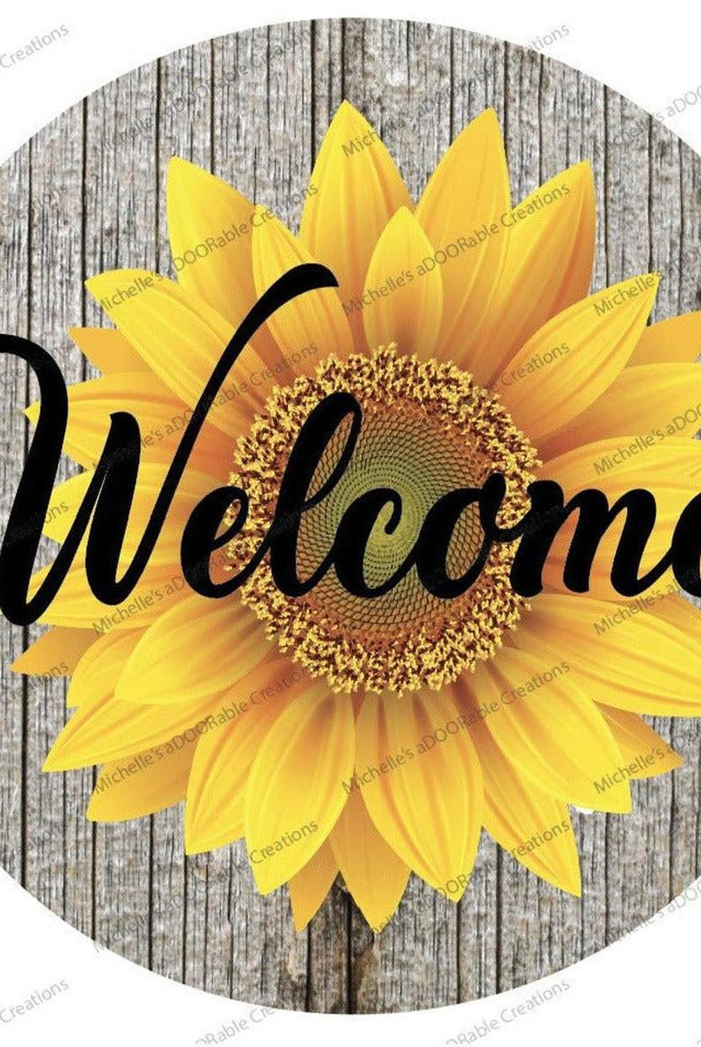 Sunflower Welcome Rustic Round Sign