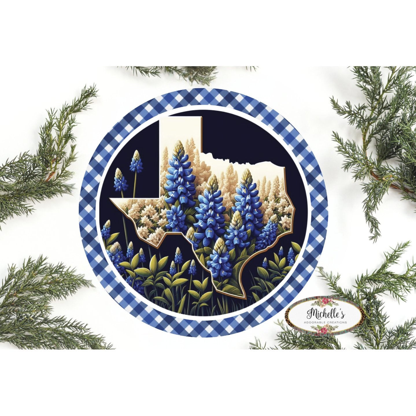 Shop For Texas Bluebonnets Round Sign at Michelle's aDOORable Creations