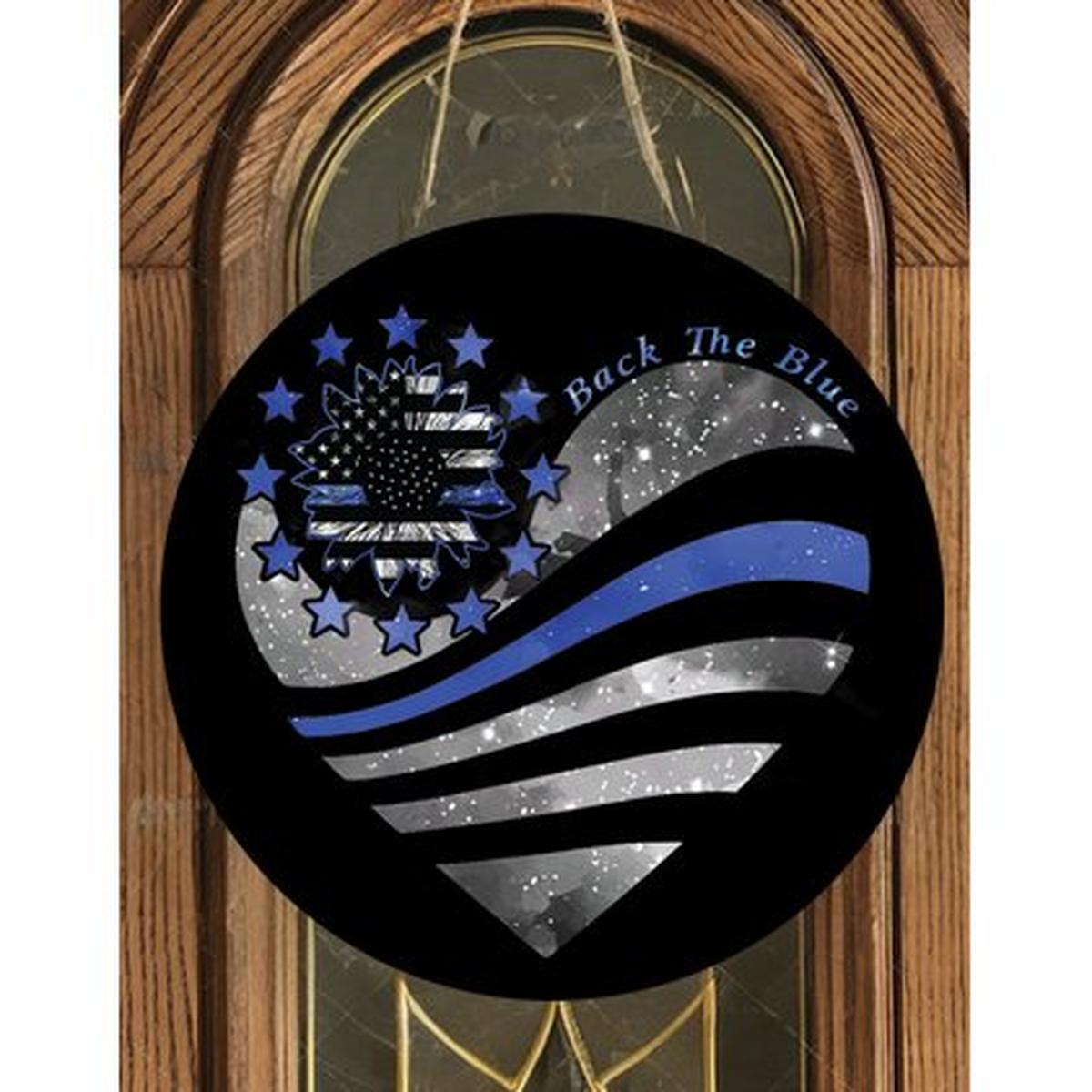 Shop For Thin Blue Line Heart Support Sign at Michelle's aDOORable Creations