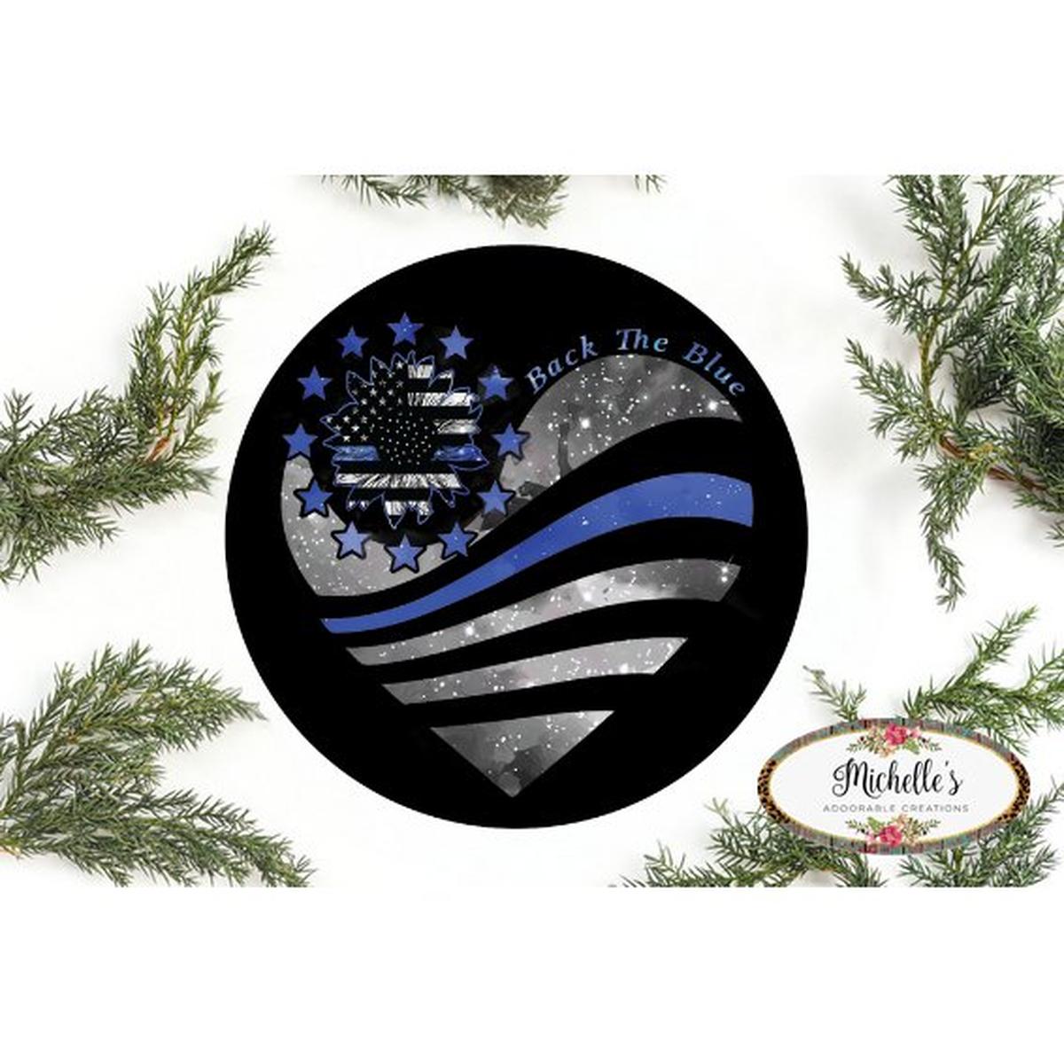 Shop For Thin Blue Line Heart Support Sign at Michelle's aDOORable Creations