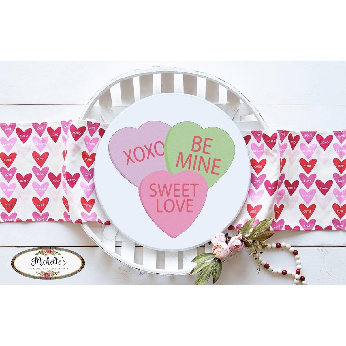 Shop For Triple Conversation Hearts Valentine Candy Sign - Wreath Enhancement at Michelle's aDOORable Creations