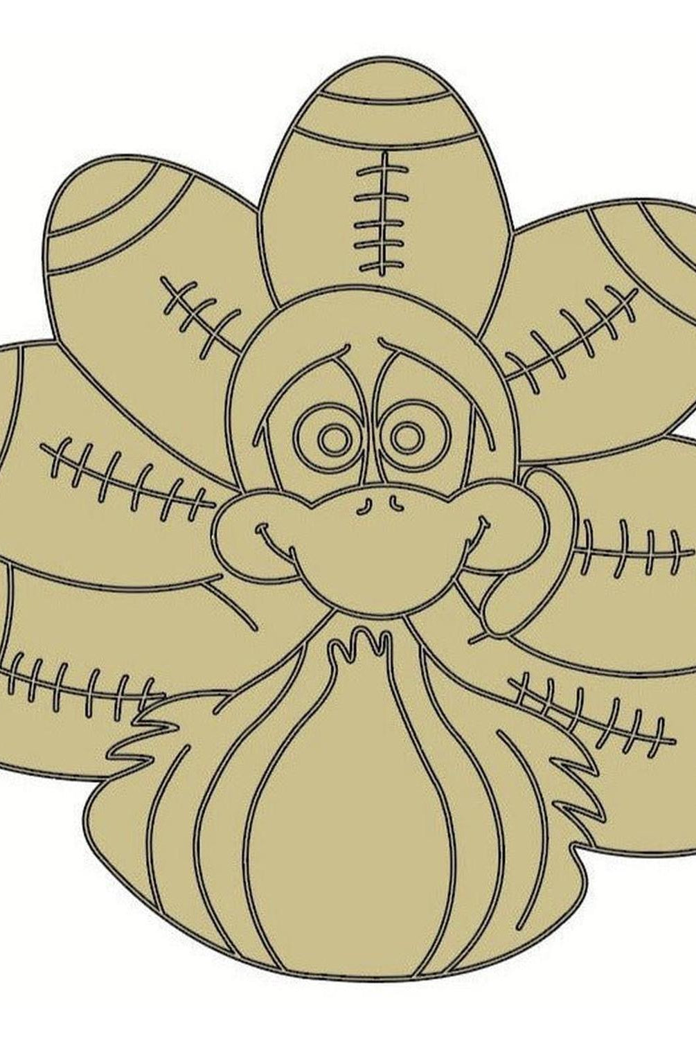 Turkey Football Feathers Unfinished Wood Cut Out