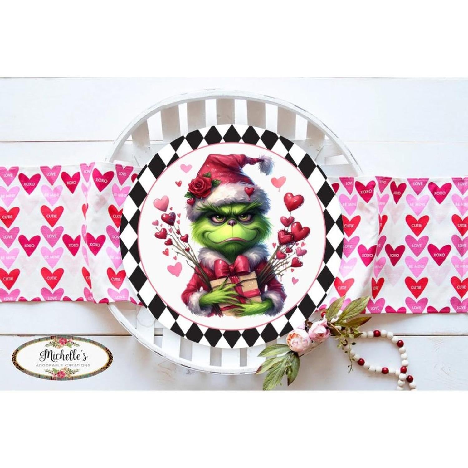 Shop For Valentine Green Monster Hearts Sign - Wreath Enhancement at Michelle's aDOORable Creations