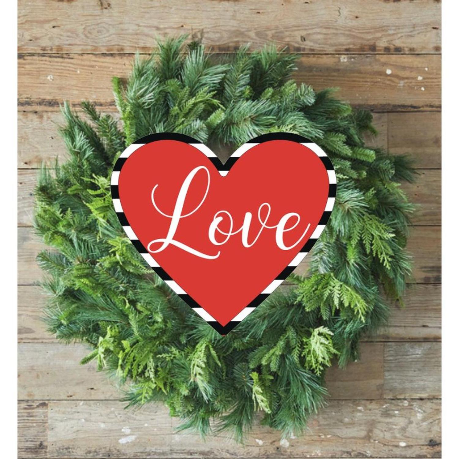 Shop For Valentine Love Striped Heart Sign at Michelle's aDOORable Creations