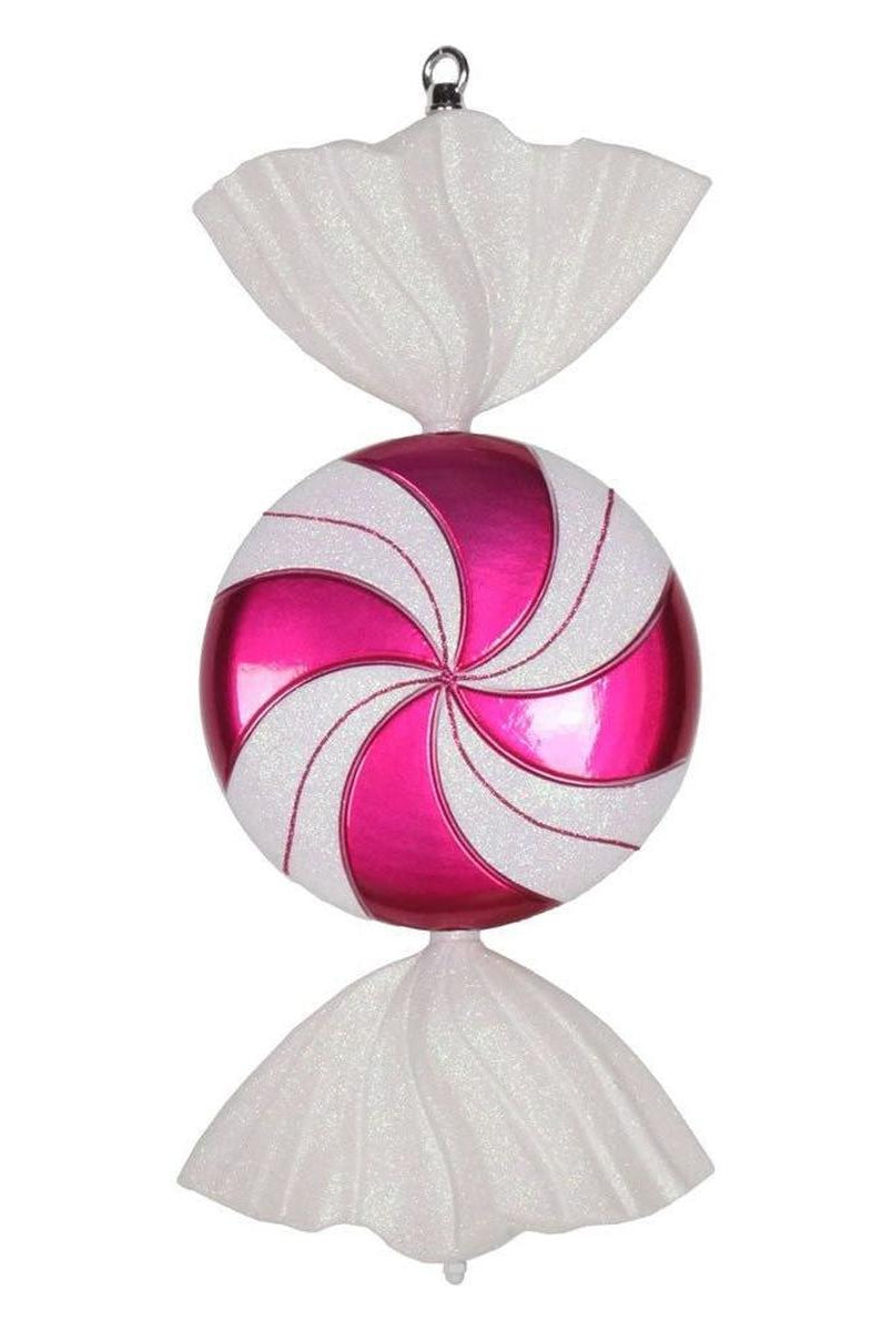 Shop For Hot Pink Cerise - White Swirl Candy Ornament at Michelle's aDOORable Creations
