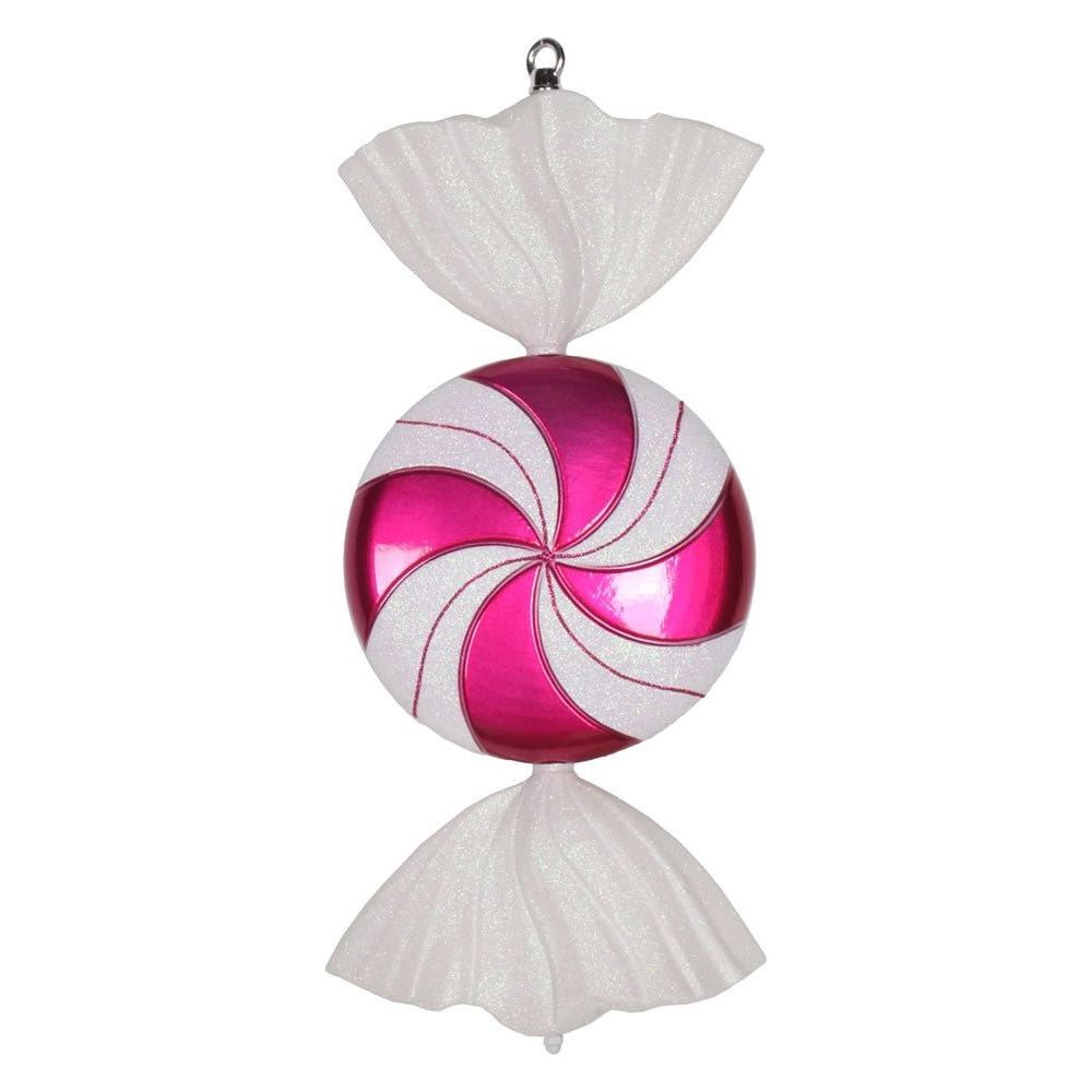 Shop For Hot Pink Cerise - White Swirl Candy Ornament at Michelle's aDOORable Creations