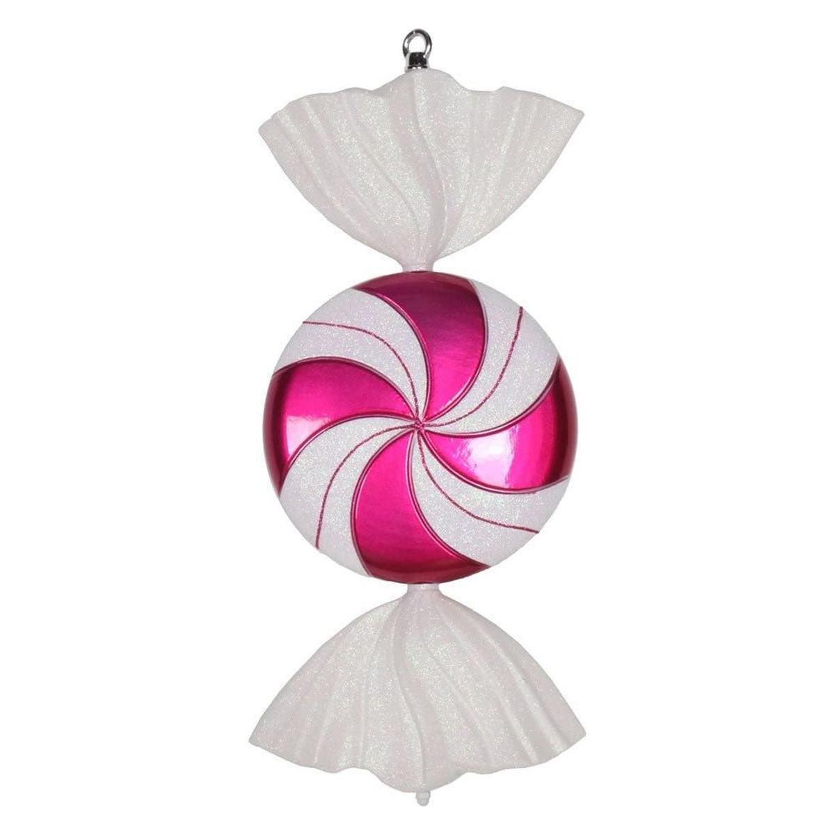 Shop For Hot Pink Cerise - White Swirl Candy Ornament at Michelle's aDOORable Creations