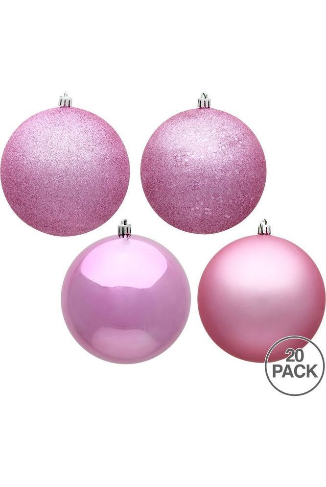 Vickerman 2.75" Pink 4-Finish Ball Ornament Assortment (Set of 20) - Michelle's aDOORable Creations - Holiday Ornaments