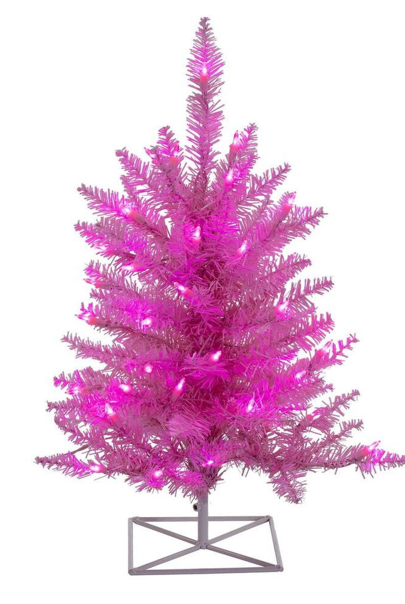 Shop For Vickerman 36" Plastic Fir LED Light Christmas Tree in Pink at Michelle's aDOORable Creations