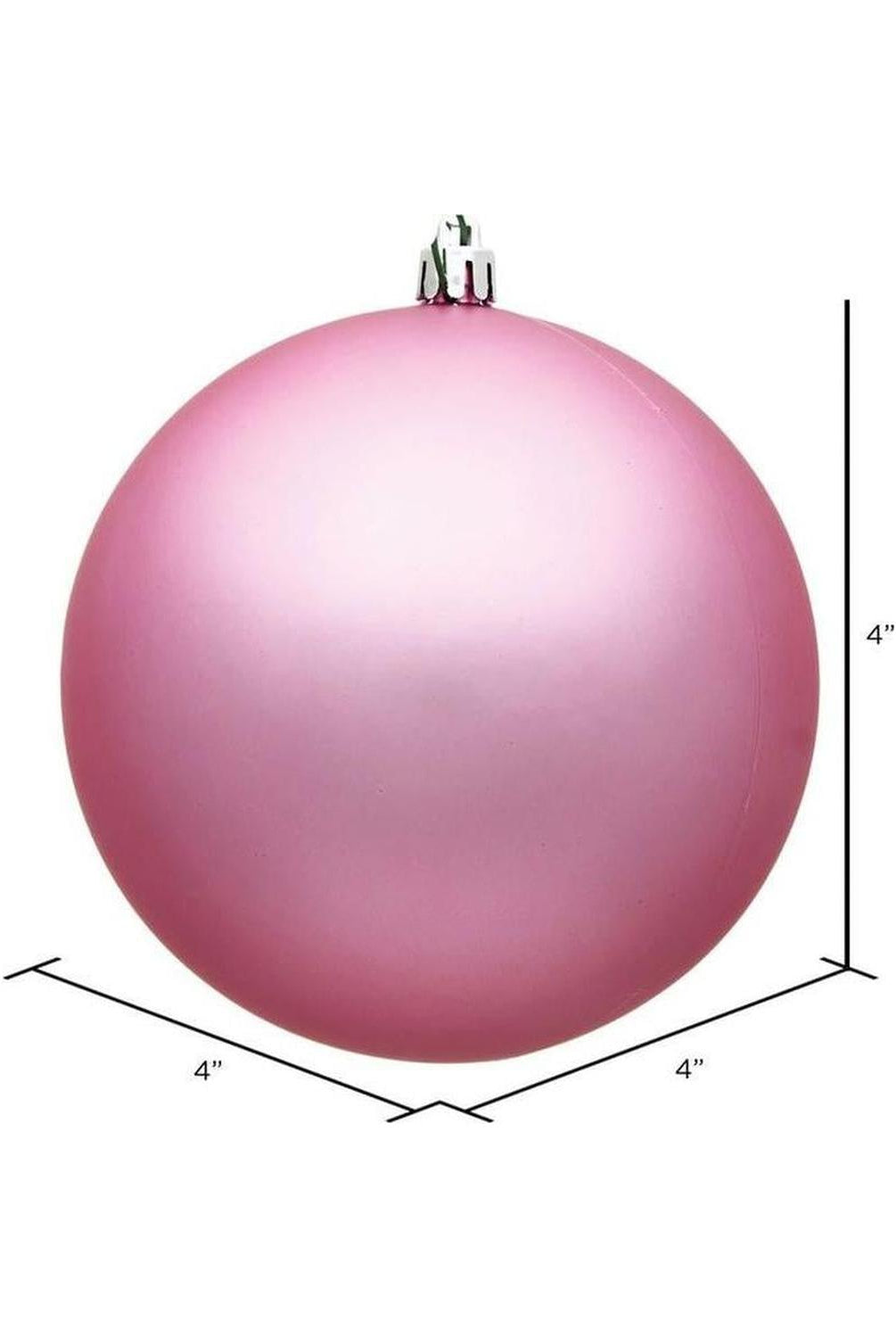 4" Pink Matte Ball Christmas Tree Ornament (6 pack)