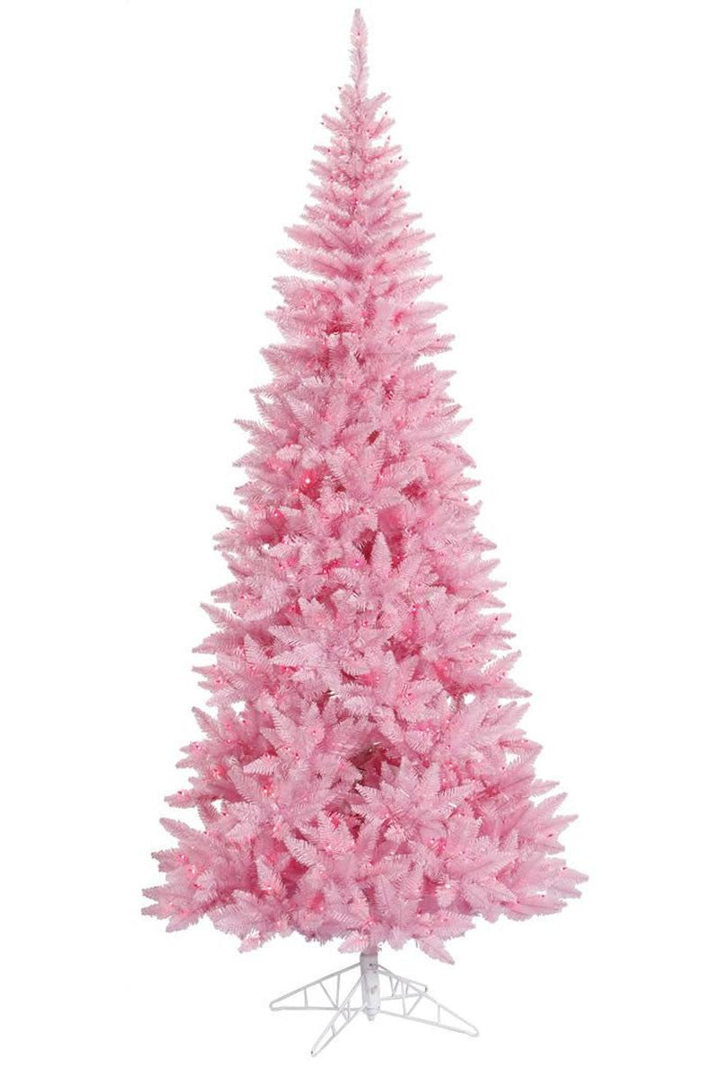 Shop For Vickerman 4.5' Pink Fir Slim Artificial Christmas Tree, Pink Dura - lit LED Lights at Michelle's aDOORable Creations