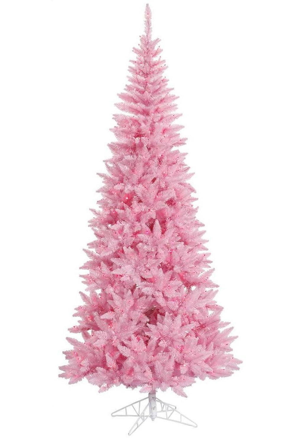 Shop For Vickerman 4.5' Pink Fir Slim Artificial Christmas Tree, Pink Dura - lit LED Lights at Michelle's aDOORable Creations