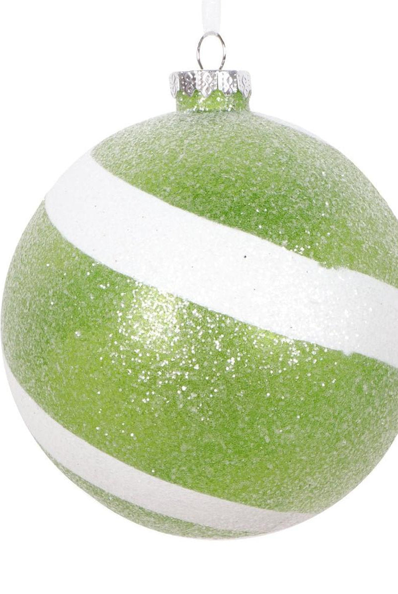 Shop For Lime and White Sugar Glitter Ball Ornaments (Set of 3) at Michelle's aDOORable Creations