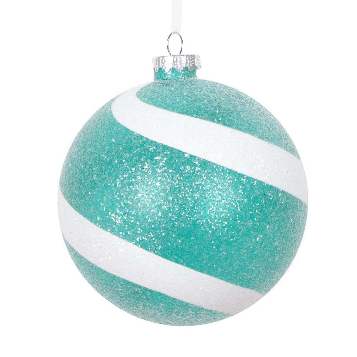 Shop For Teal and White Sugar Glitter Ball Ornaments (Set of 3) at Michelle's aDOORable Creations