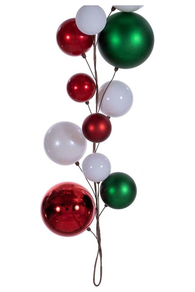 Vickerman 6' White Red Green Large Ball Branch Garland - Michelle's aDOORable Creations - Garland