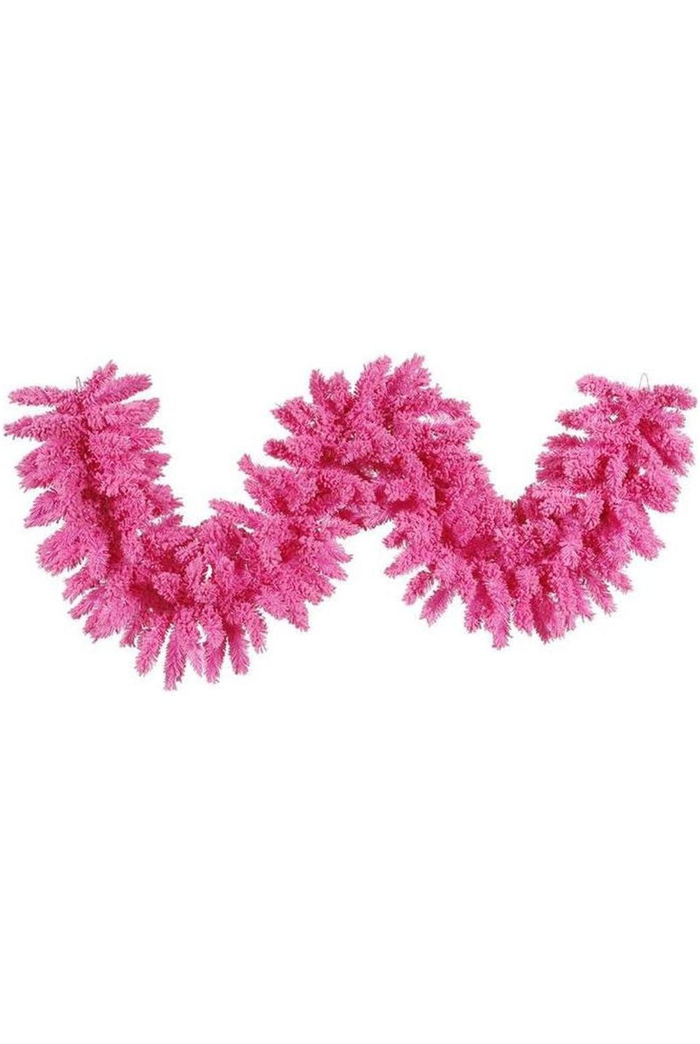 9' Flocked Pink Garland without Lights
