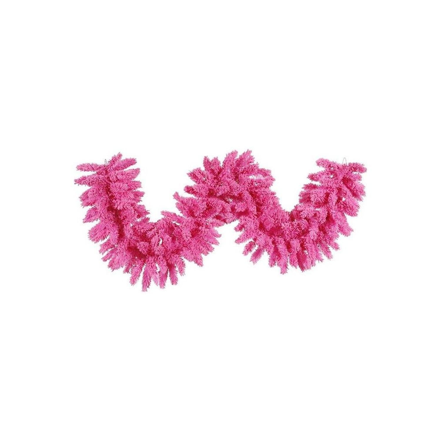 Shop For 9' Flocked Pink Garland without Lights at Michelle's aDOORable Creations