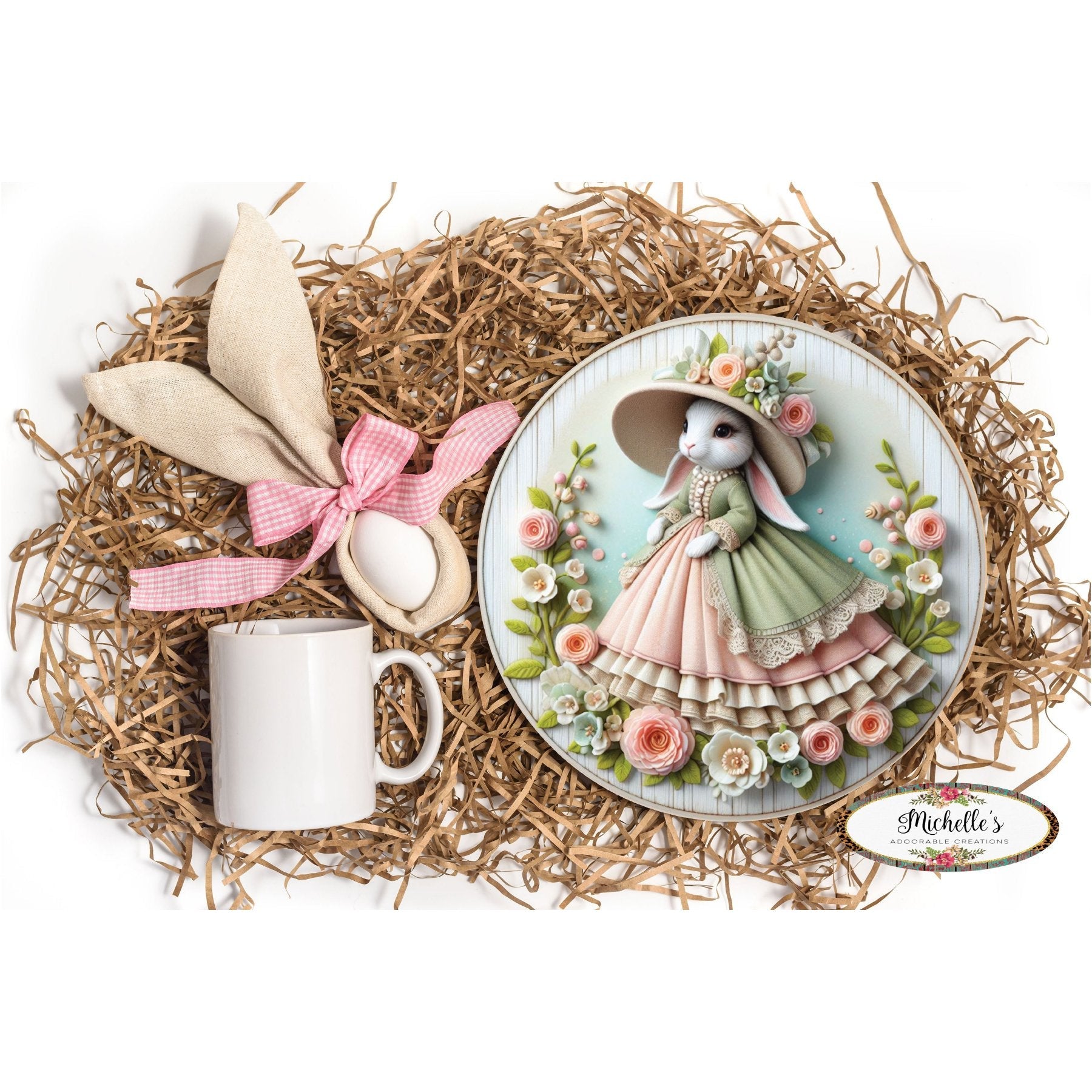 Shop For Victorian Easter Bunny Floral Sign at Michelle's aDOORable Creations