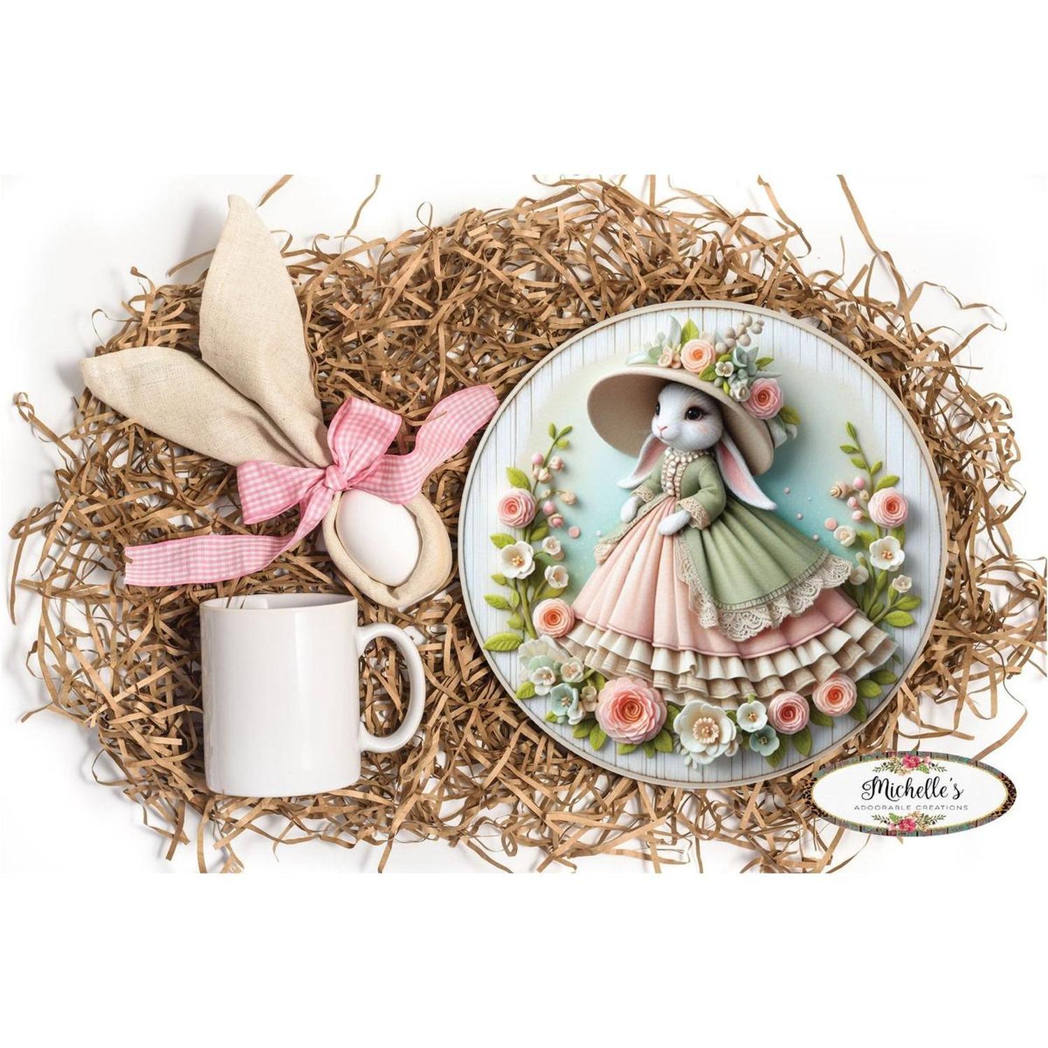 Shop For Victorian Easter Bunny Floral Sign at Michelle's aDOORable Creations