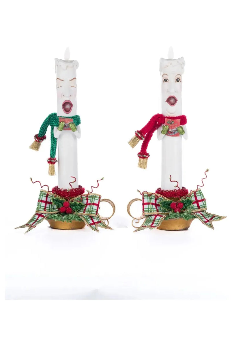 Shop For Village Of Holly Woods Caroling Candles Assortment of 2 at Michelle's aDOORable Creations