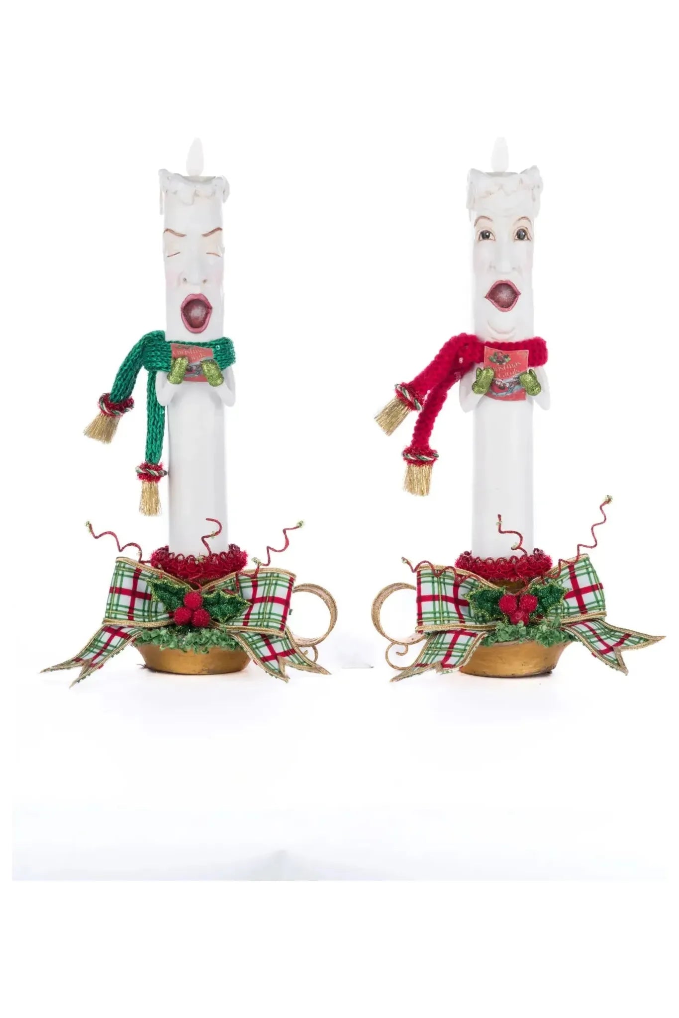 Village Of Holly Woods Caroling Candles Assortment of 2 - Michelle's aDOORable Creations - Christmas Decor