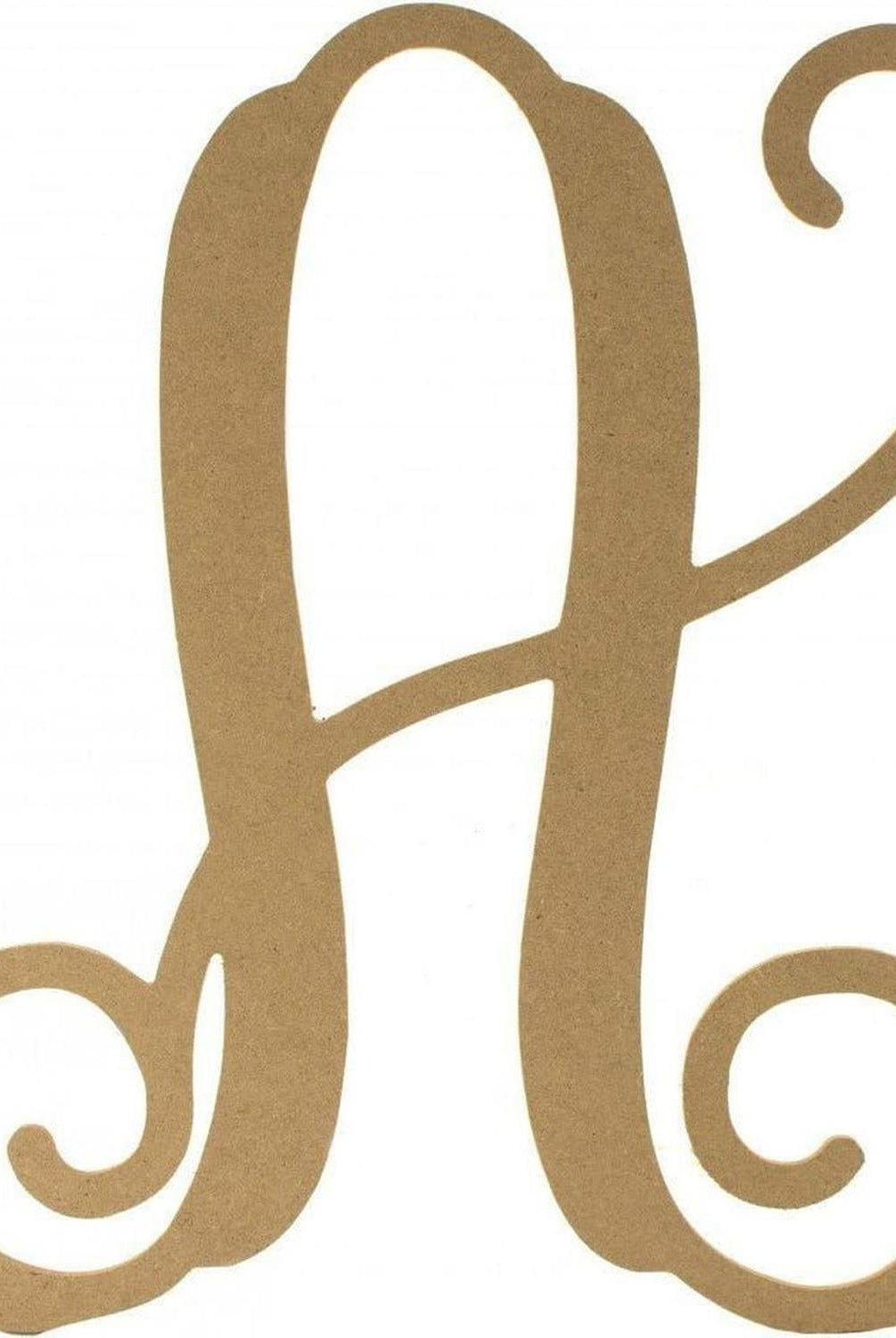 Vine Monogram Script Letter - Unfinished Wood