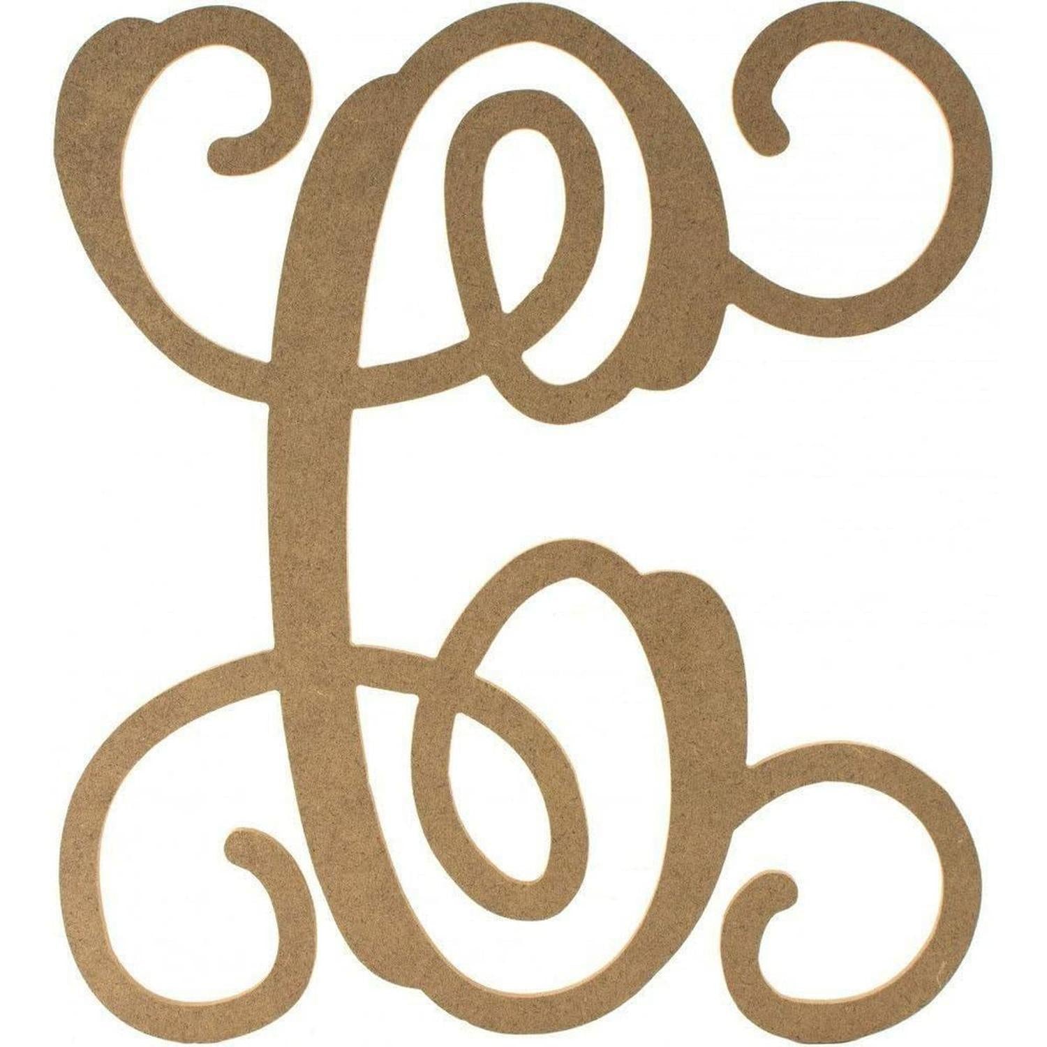 Shop For Vine Monogram Script Letter - Unfinished Wood at Michelle's aDOORable Creations