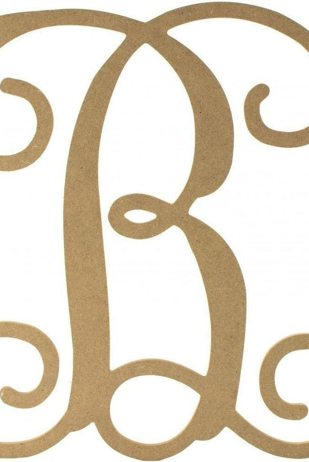 Vine Monogram Script Letter - Unfinished Wood