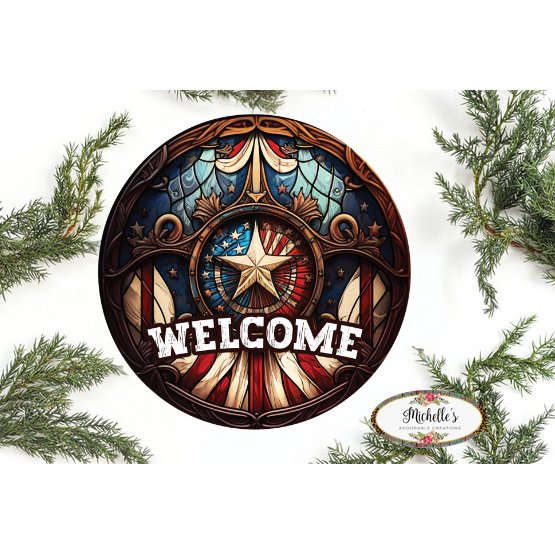Shop For Vintage American Flag Faux Stained Glass Sign at Michelle's aDOORable Creations
