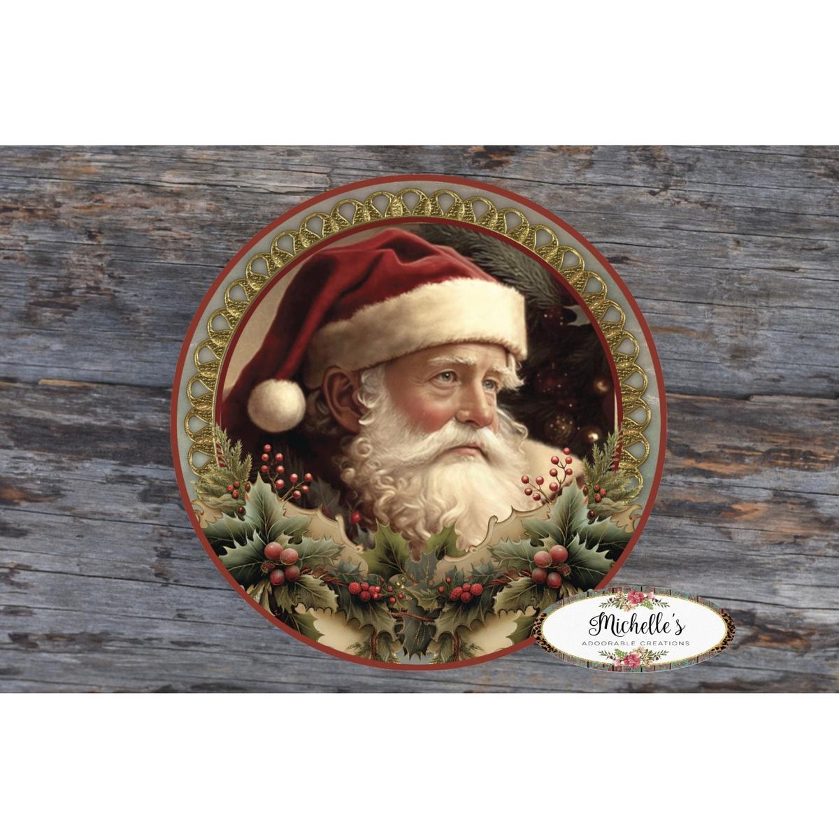 Shop For Vintage Victoria Santa Holly Sign - Wreath Enhancement at Michelle's aDOORable Creations