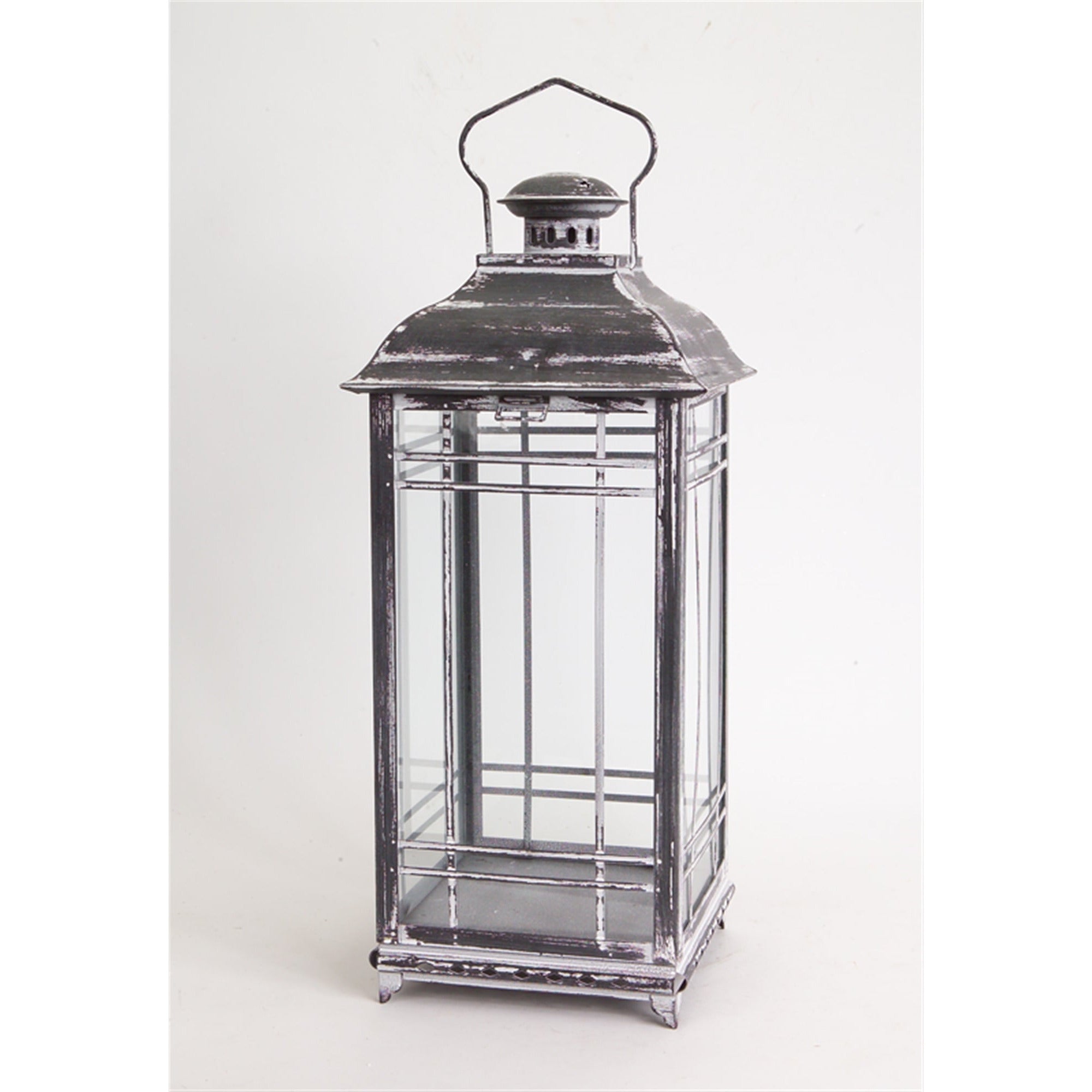 Shop For Weathered Graphite Grey Metal and Glass Lanterns (Set of 3) at Michelle's aDOORable Creations
