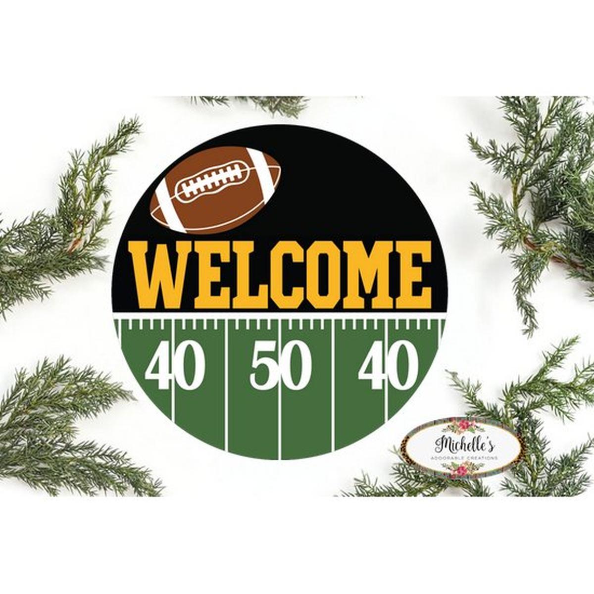 Shop For Welcome Football Field Round Sign - Wreath Enhancement at Michelle's aDOORable Creations