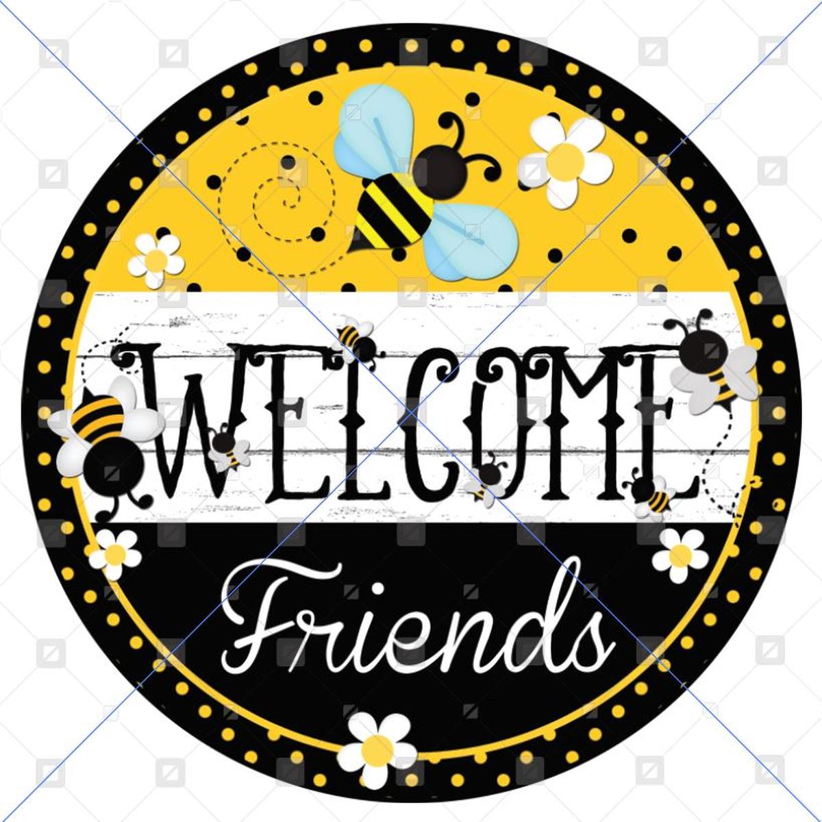 Shop For Welcome Friends Bumblebee Sign - Wreath Enhancement at Michelle's aDOORable Creations
