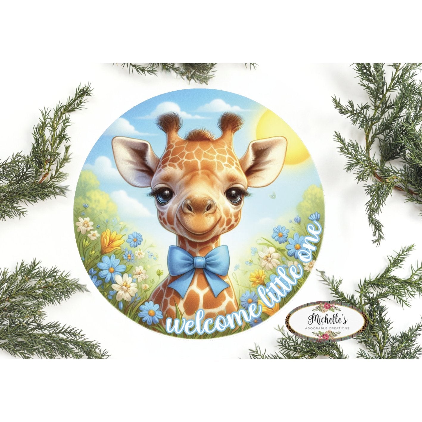 Shop For Welcome Little One Giraffe: Baby Boy at Michelle's aDOORable Creations