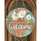 Shop For Welcome Round Floral Rustic Sign - Wreath Enhancement at Michelle's aDOORable Creations