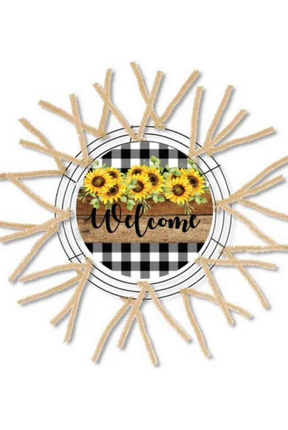 Welcome Rustic Sunflower Round Sign