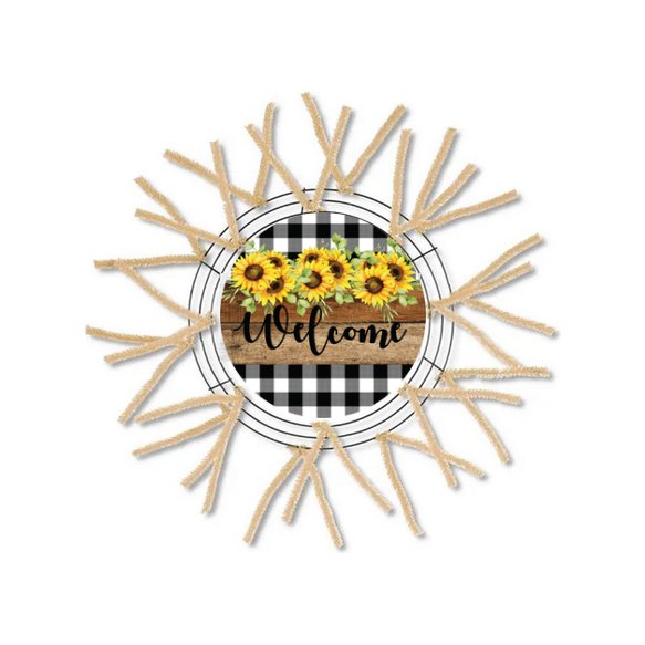 Shop For Welcome Rustic Sunflower Round Sign - Wreath Enhancement at Michelle's aDOORable Creations