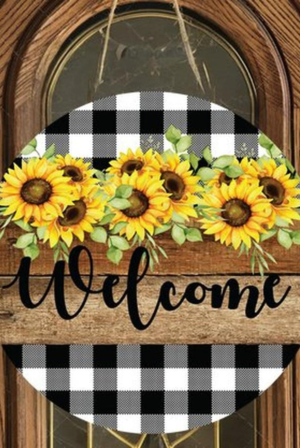 Welcome Rustic Sunflower Round Sign