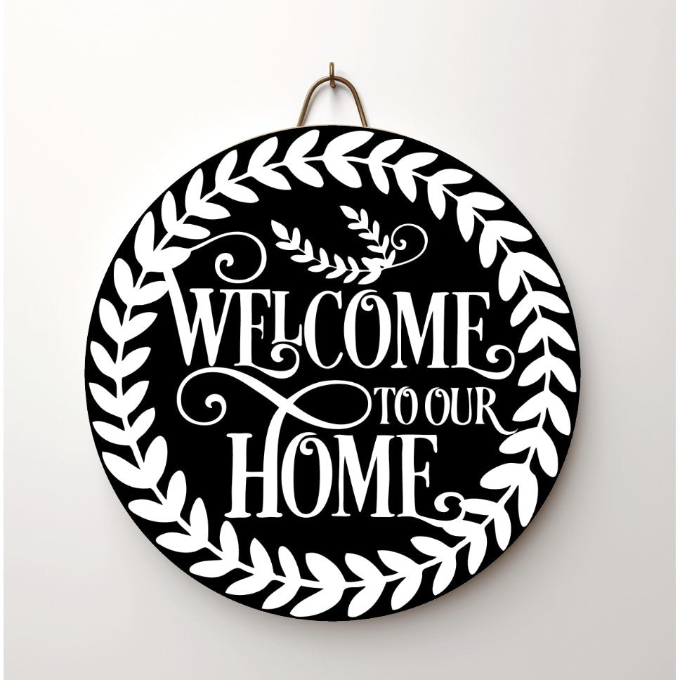 Shop For Welcome To Our Home Round Sign - Wreath Enhancement at Michelle's aDOORable Creations