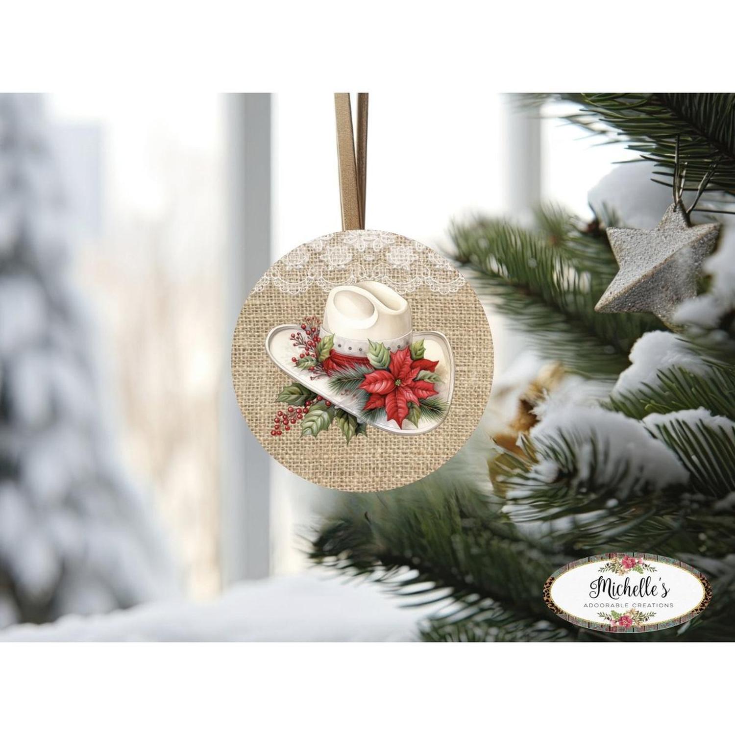 Shop For Western Christmas Hat Sign - Wreath Enhancement at Michelle's aDOORable Creations