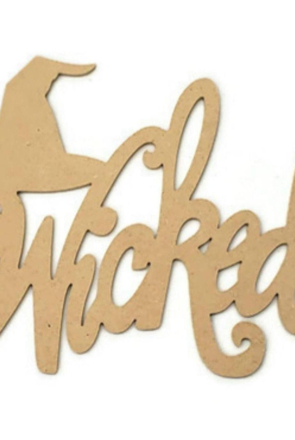 Wicked Script Wood Cutout with Witch Hat - Unfinished Wood